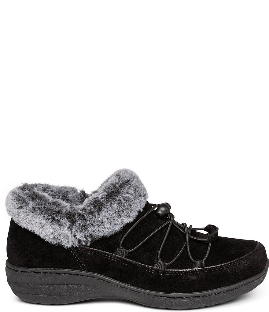 Aetrex Chrissy Waterproof Suede Faux Fur Lined Ankle Booties