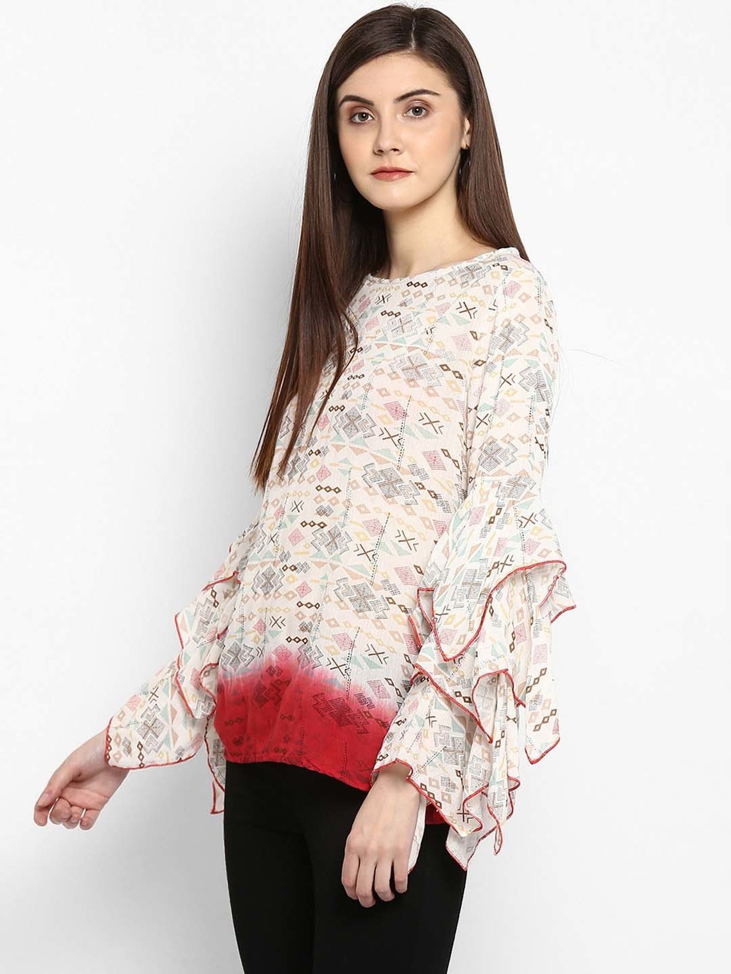 StyleStone Multicolor Floral Print A-Line Top