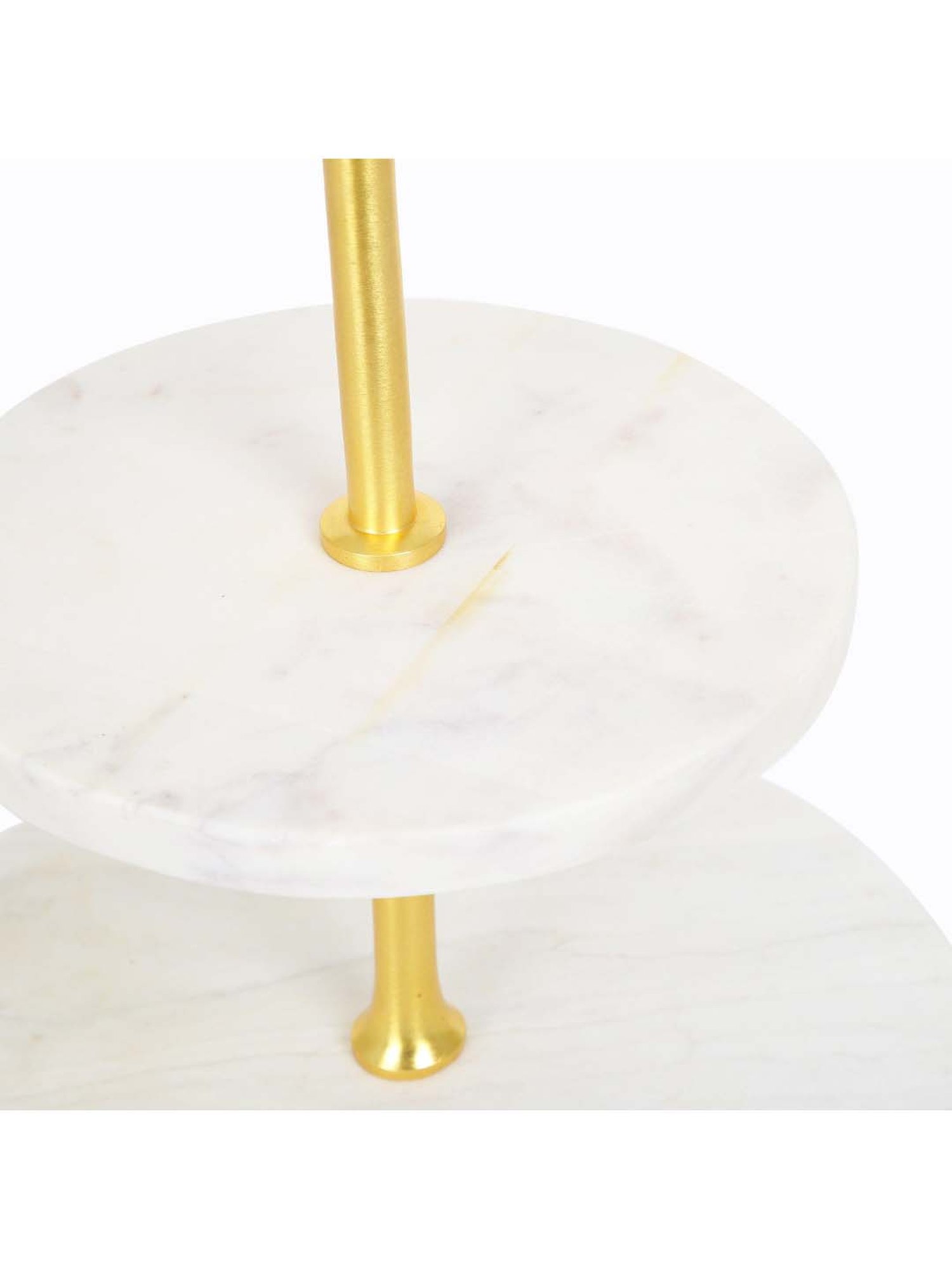 Home4U 'Neva' White & Golden Marble 2-Tier Cake Stand