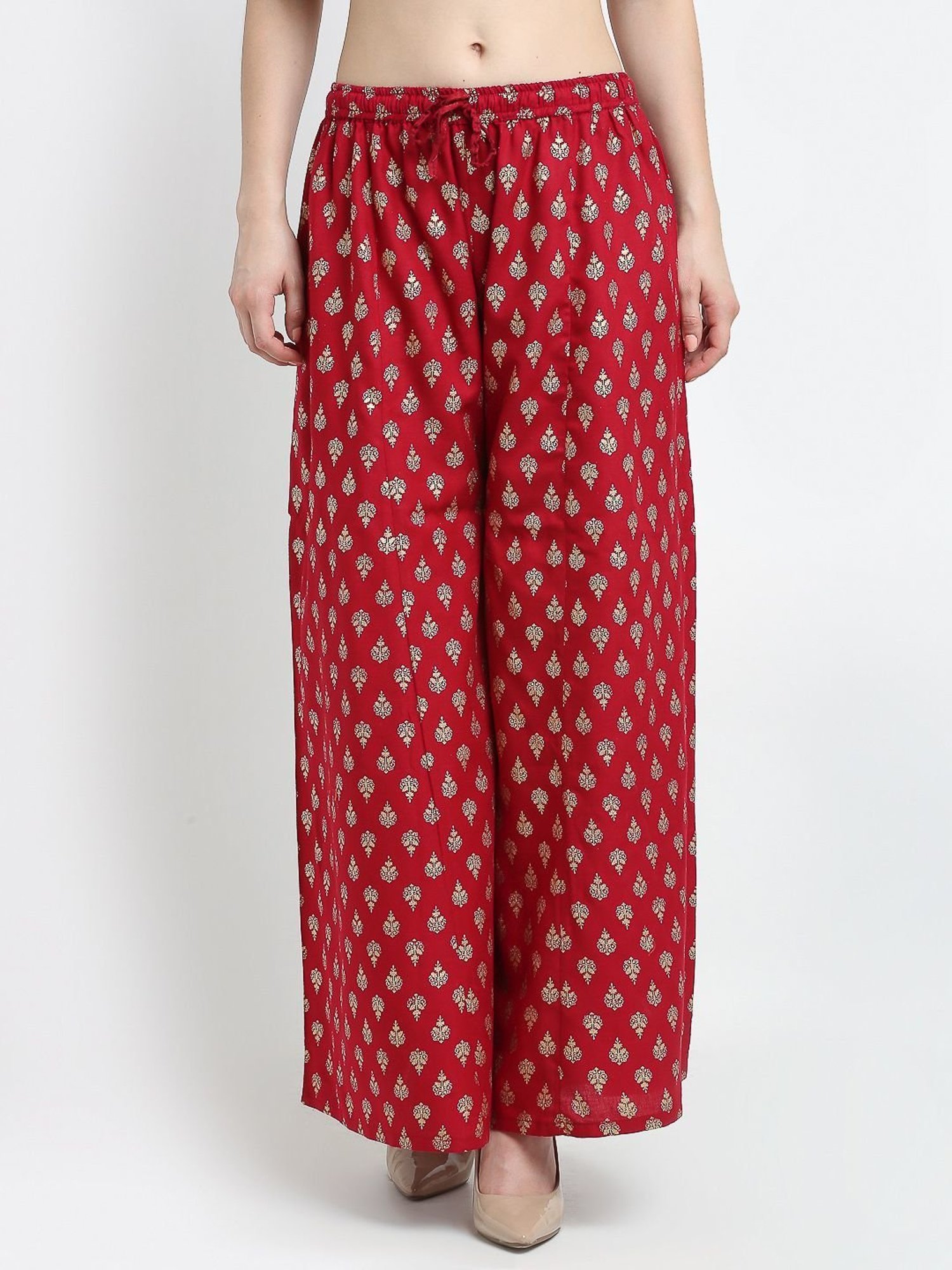 Gracit Black & Maroon Palazzos - Pack Of 2