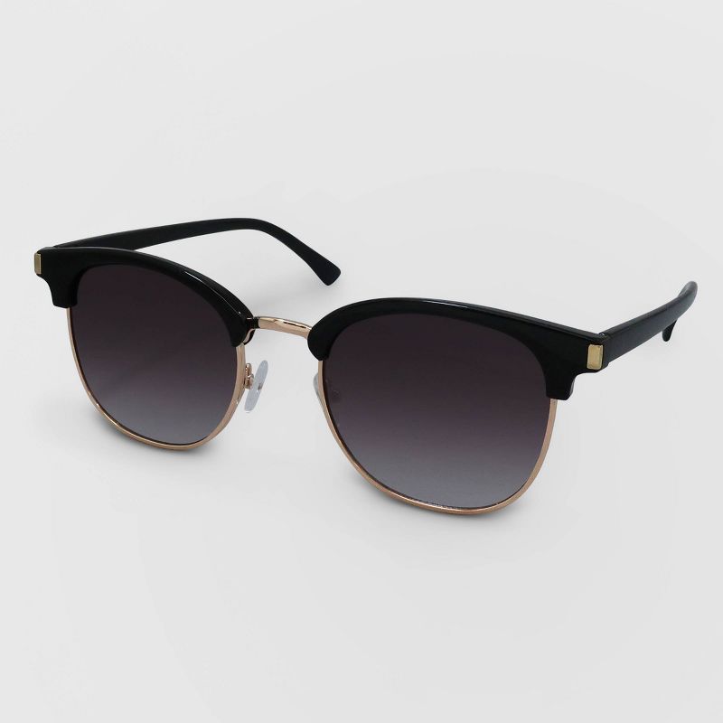 Women's Retro Plastic Metal Combo Silhouette Square Sunglasses - Wild Fable™ Black