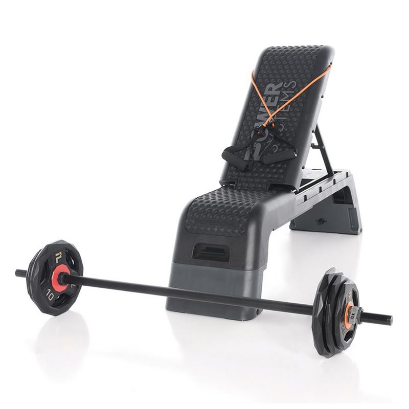 Power Systems Multi Functional Fitness Weight Bench Step Deck with Non Slip Surface for Full Body Home Exercise, Gym Cardio, and Strength Workouts