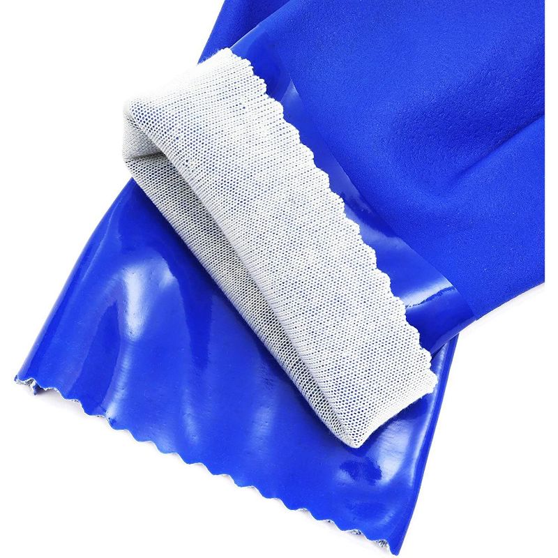 Juvale 2-Pair Reusable Blue Rubber Household Cleaning Gloves, Cotton Lined Dishwashing Kitchen Gloves (XX-Large)