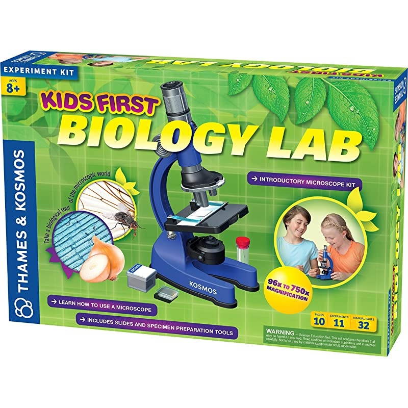 amp Kosmos Kids First Microscope amp Biology Lab | Science Kit | 144X to 750X Magnification | 32 Page Color Manual | Includes Slides Specimens amp Tools | Academics Choice Brain Toy Award Winner