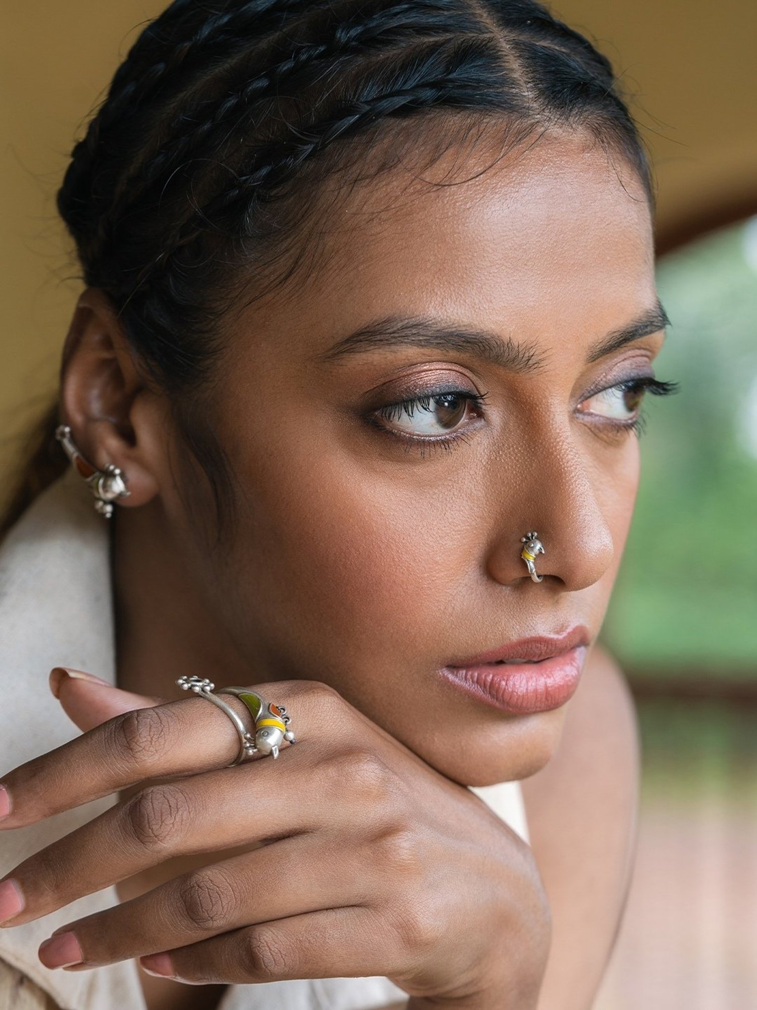 Shaya 92.5 Sterling Silver Paakhi Nosepin for Women