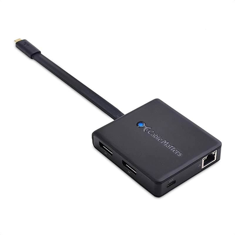 Dual Monitor USB C Hub (USB C Dock) with Dual 4K DisplayPort, 2X USB 2.0, Ethernet, and 60W Charging - Thunderbolt 3 Port Compatible for Windows and Linux