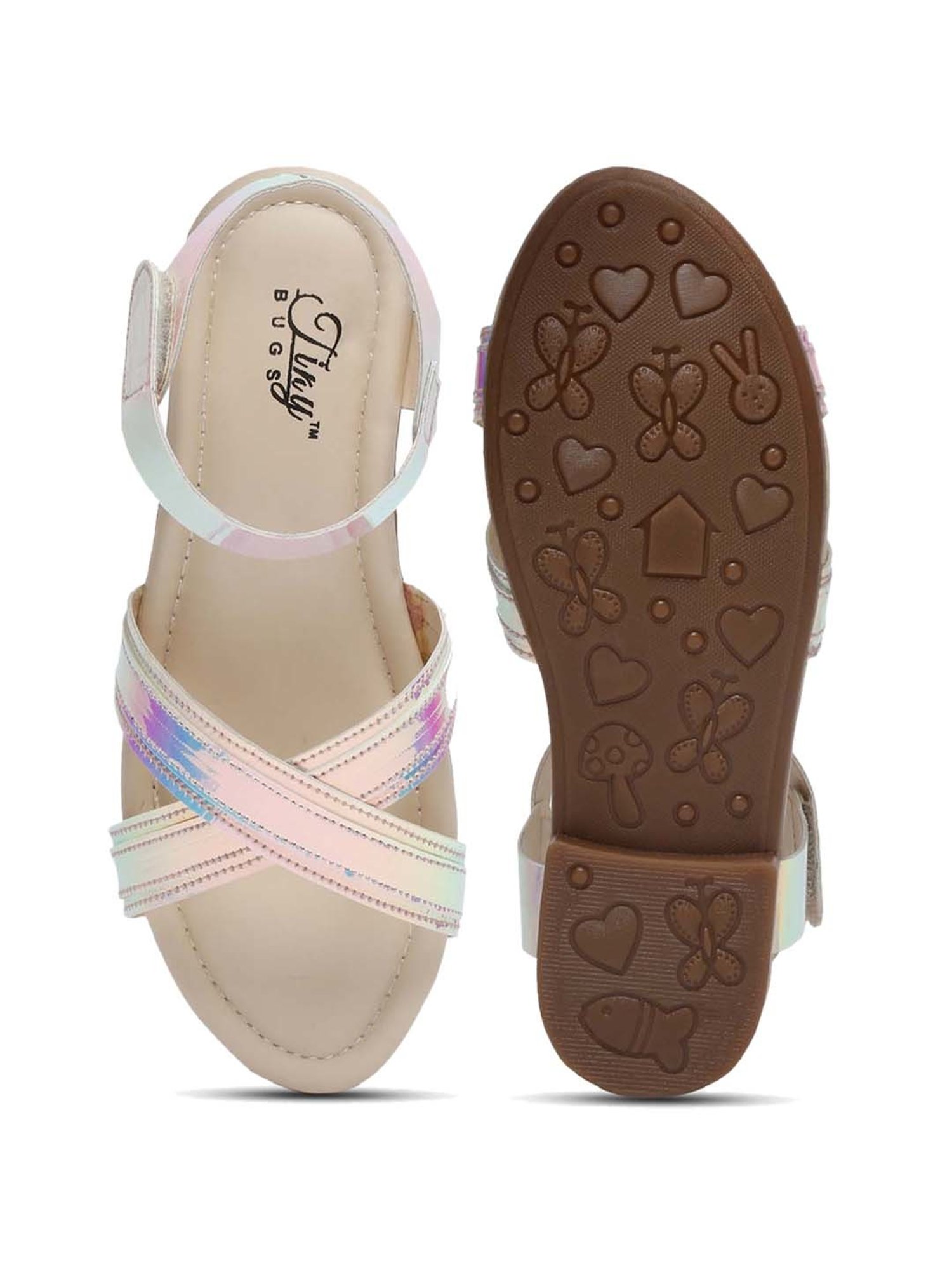 Tiny Bugs Kids Blue & Beige Cross Strap Sandals