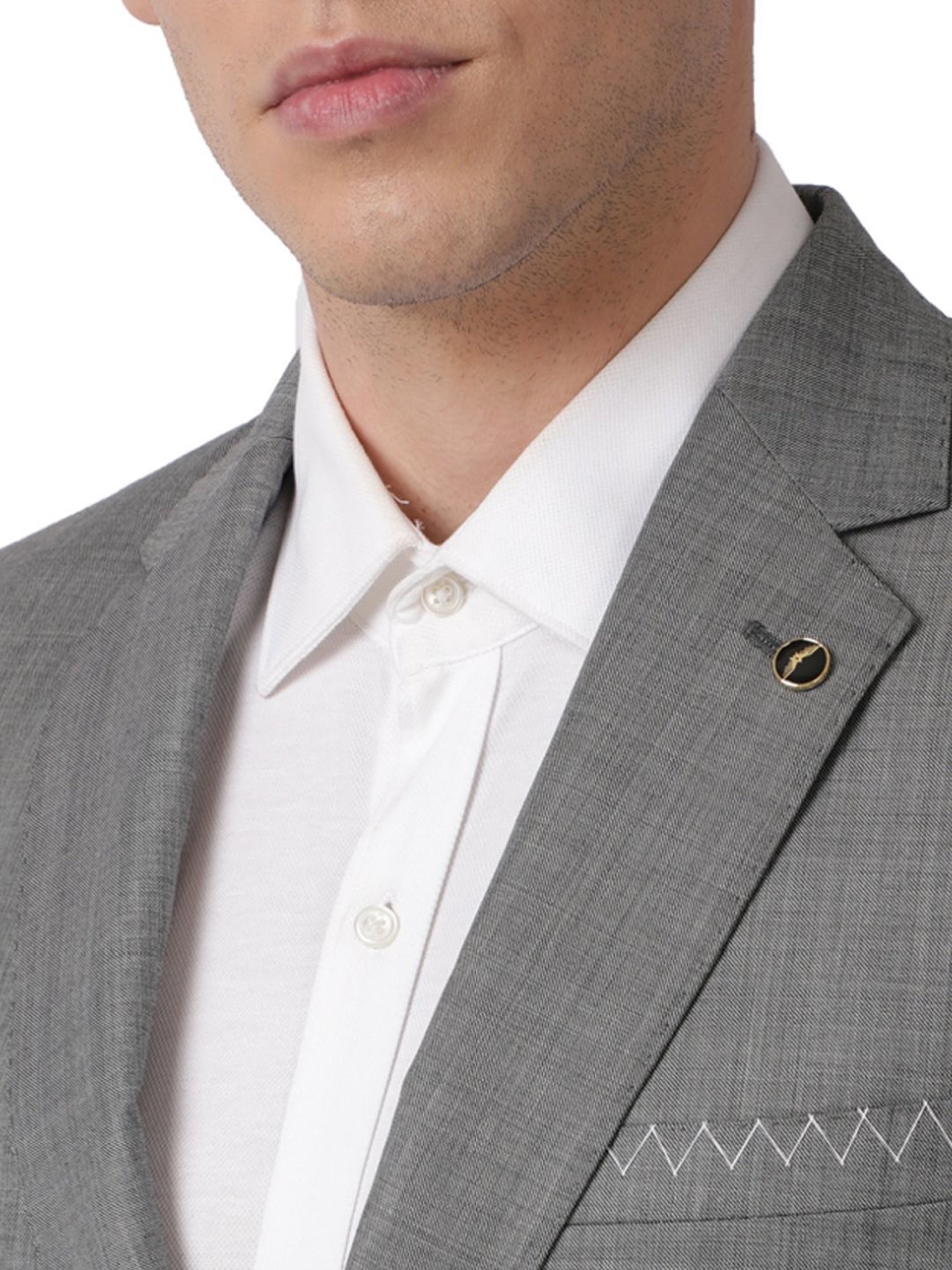 Park Avenue Grey Regular Fit Two Piece Suit