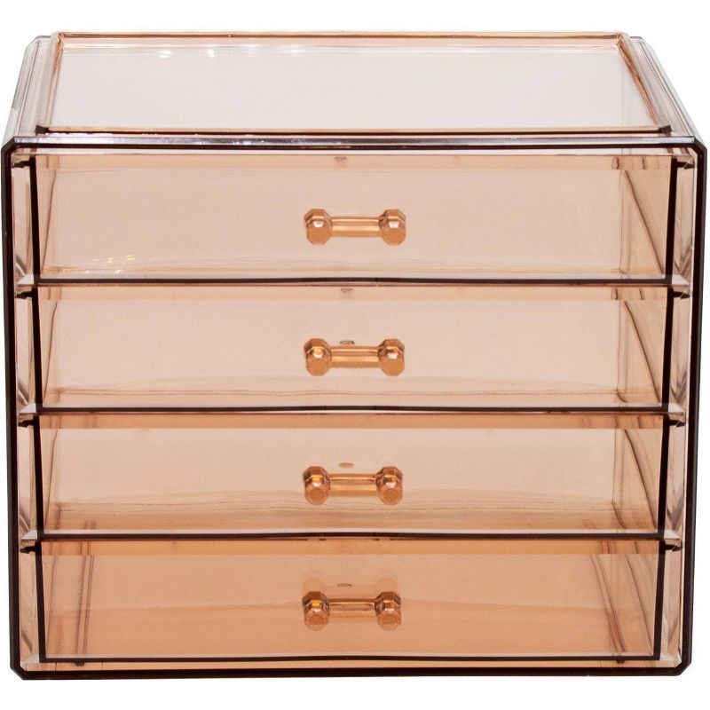Sorbus Acrylic Cosmetics Makeup and Jewelry Storage Case Display - Brown(4 Large Drawers)