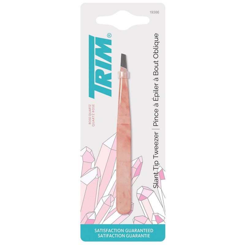 Trim Rose Quartz Slant Tip Tweezer