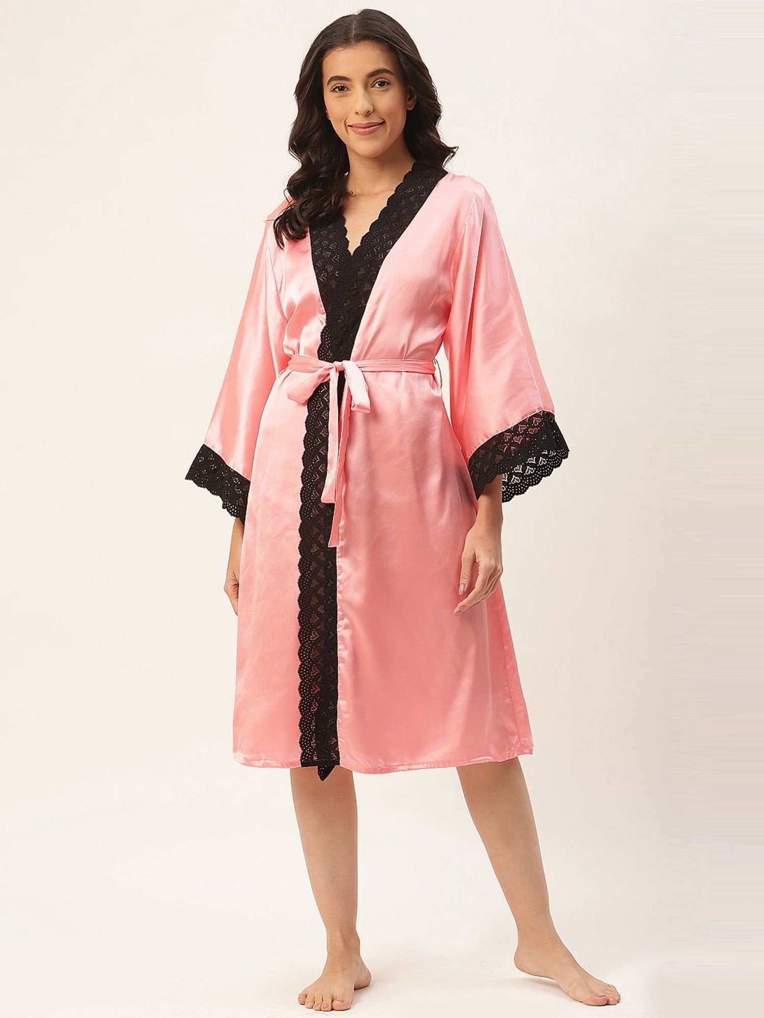 Ms.Lingies Pink Lace Work Robe