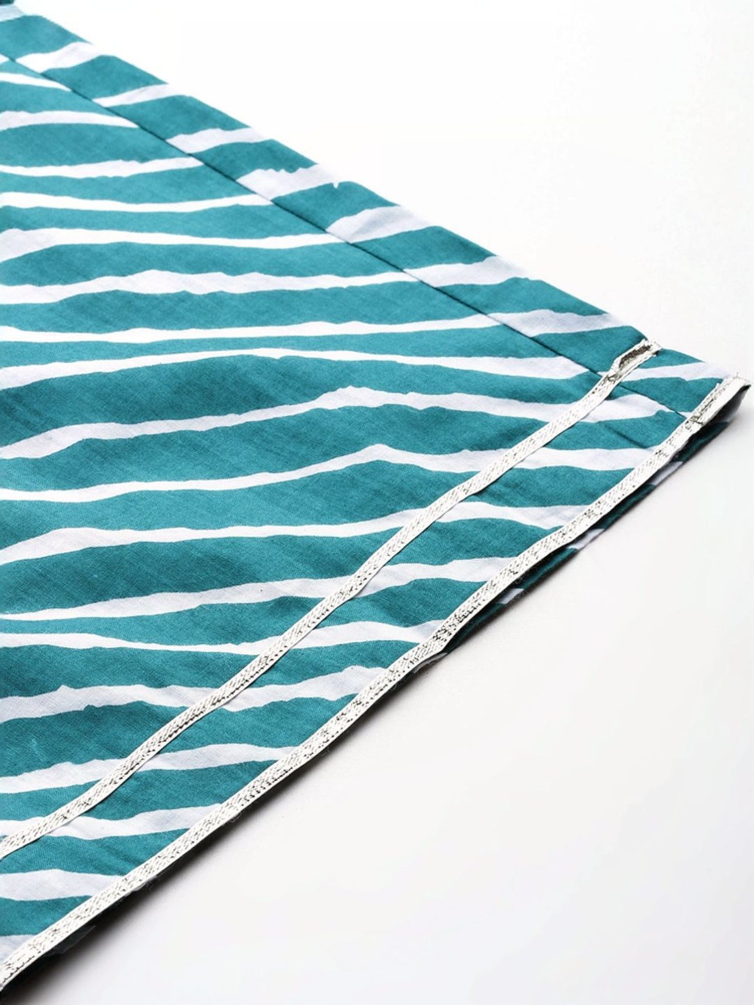 Varanga Turquoise Cotton Striped Kurta Palazzo Set With Dupatta