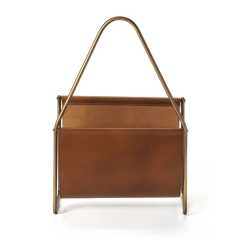 Rupert Leather Magazine Basket Brown - Butler Specialty