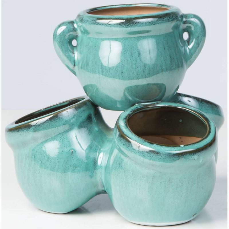 Handmade Glazed Ceramic Herb Pyramid Planter Green - Alfresco Home LLC