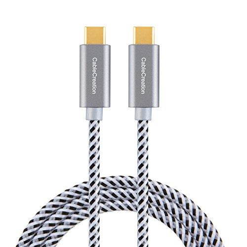USB Type C-C Cable , CableCreation 6.6FT Braided USB 2.0 Type C (USB-C) to Type C Data Charging Cable(3A), for New Macbook 12 inches, Chromebook Pixel, Nexus 5/6p, Lumia 950/950XL & more (Gray)