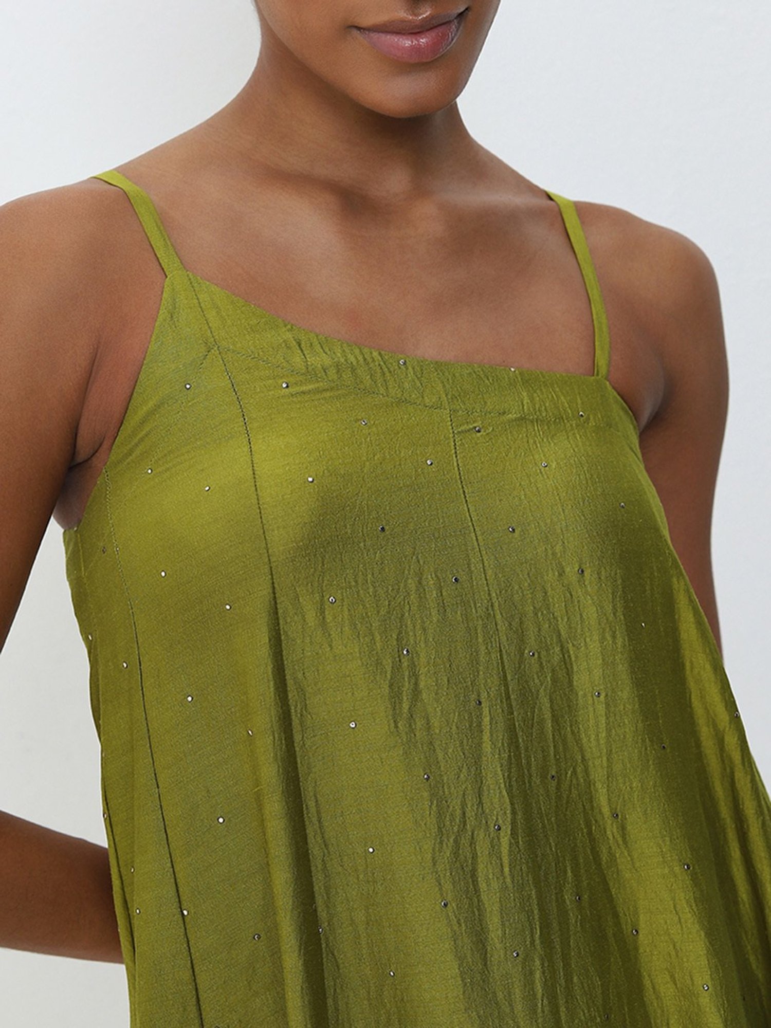 Vark by Westside Green Embellished A-Line Dress