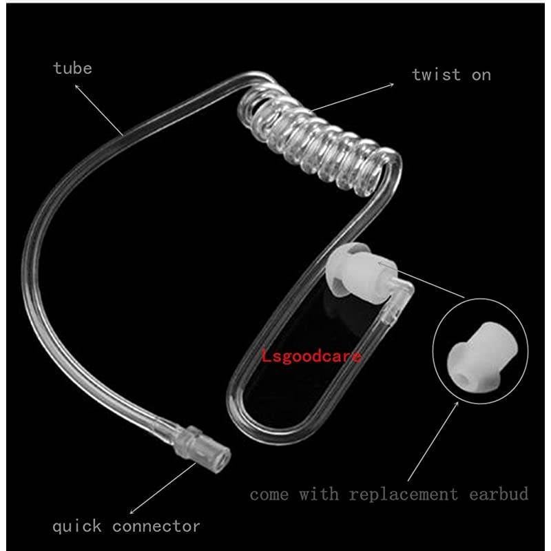 Replacement Clear Covert Acoustic Tube Compatible for Motorola Kenwood Baofeng Two Way Radio Earpiece Headset Replacement Coil Tube with Earbuds 5Pack