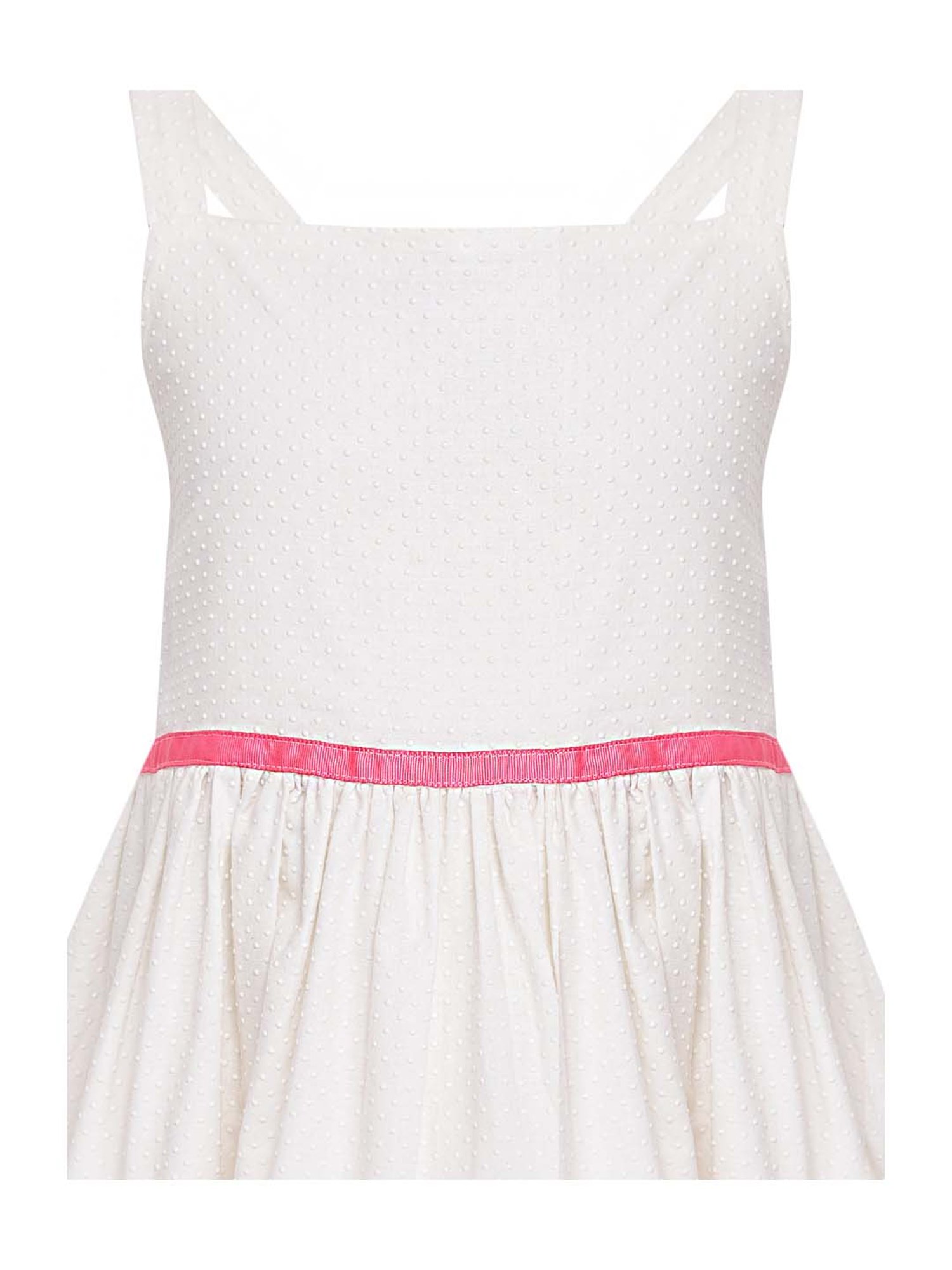 A Little Fable Kids White Cotton Self Pattern Dress