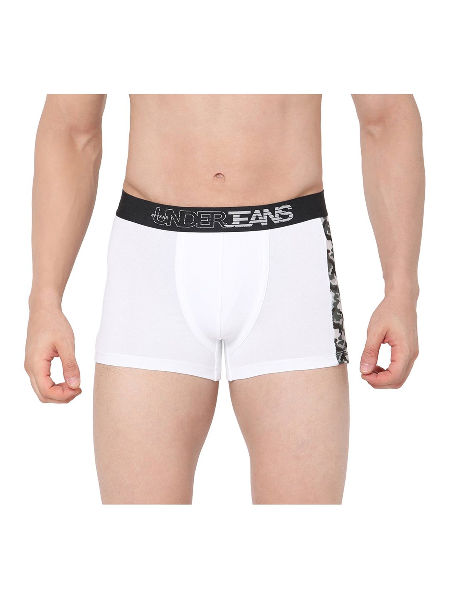 UnderJeans by Spykar White Printed Trunks