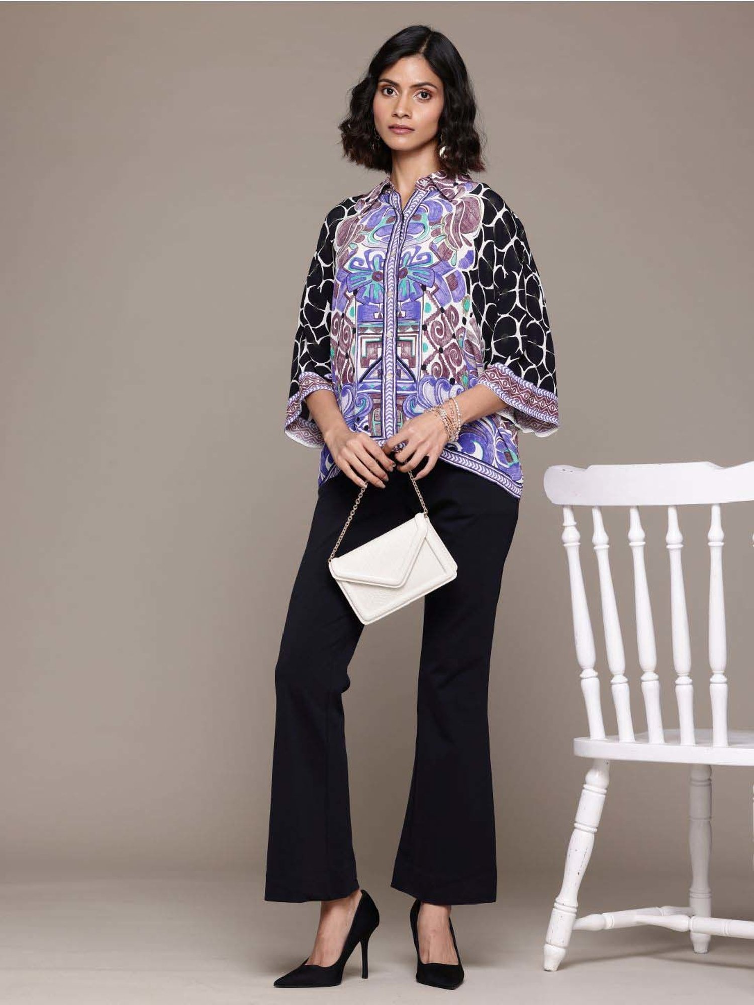 Label Ritu Kumar Black Printed Shirt