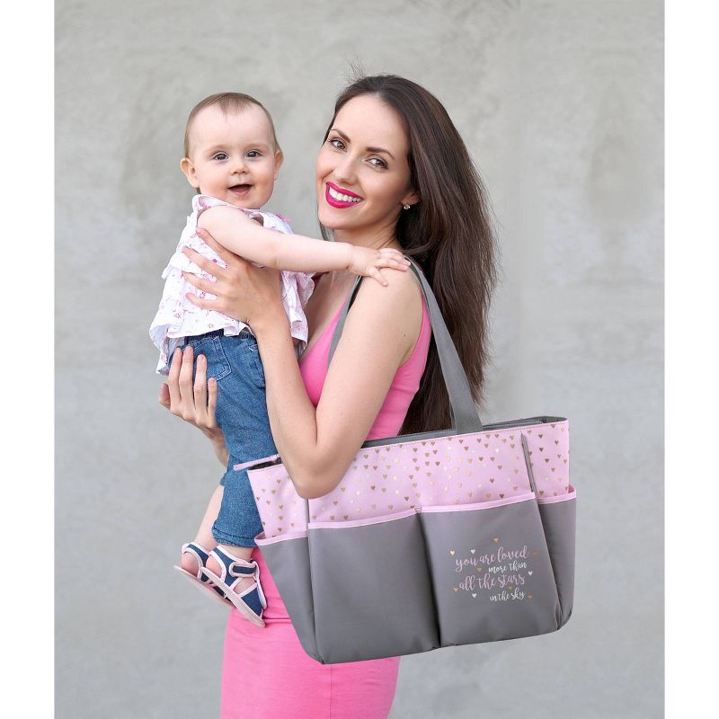 Baby Essential Kisses & Hearts 5-in-1 Tote - Pink