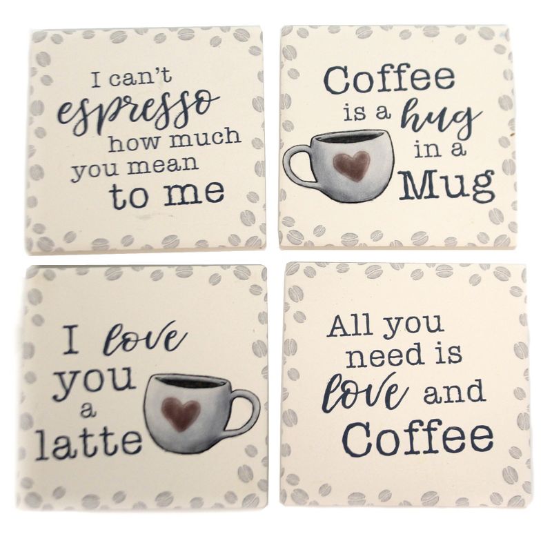 Tabletop 4.0" Coffee Love Coaster Latte Espresso Drink Carson Home Accents  -  Coasters