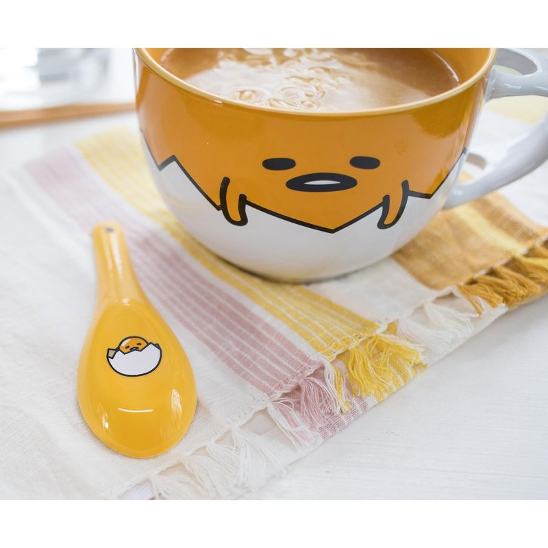 Silver Buffalo Sanrio Gudetama Ceramic Soup Mug With Spoon | Holds 24 Ounces