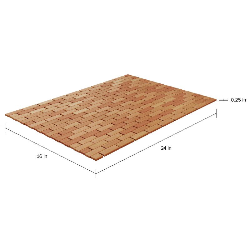 Bamboo Eco Friendly Natural Wooden Non-Slip Roll Up Lattice Design Bath Mat Brown - Hastings Home