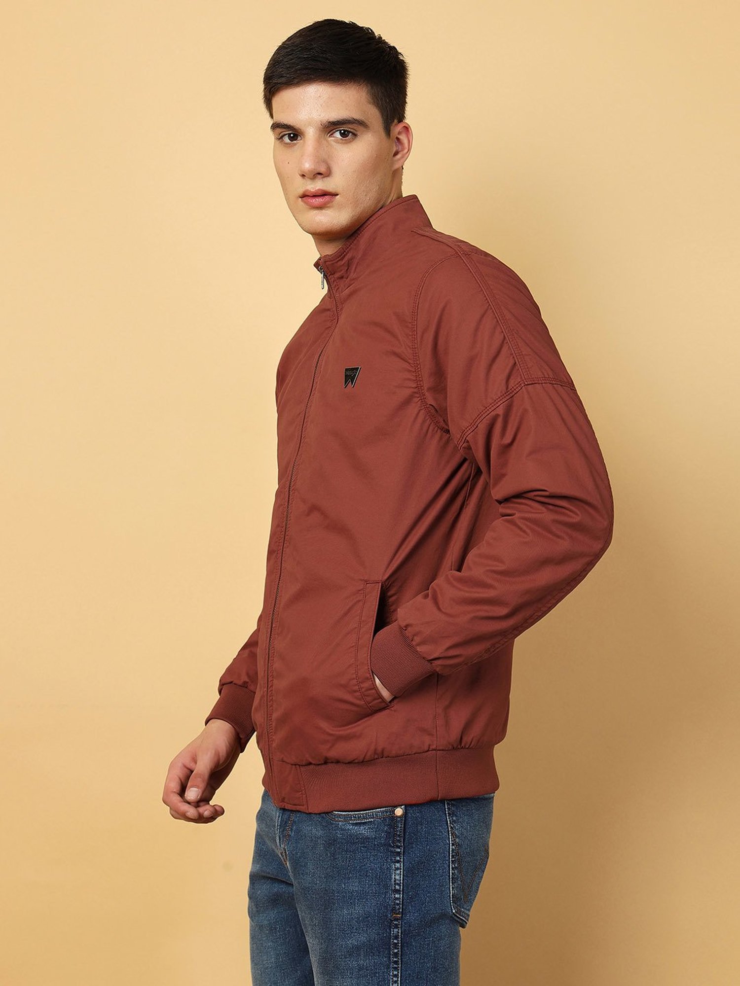 Wrangler Rust Regular Fit High Neck Jacket
