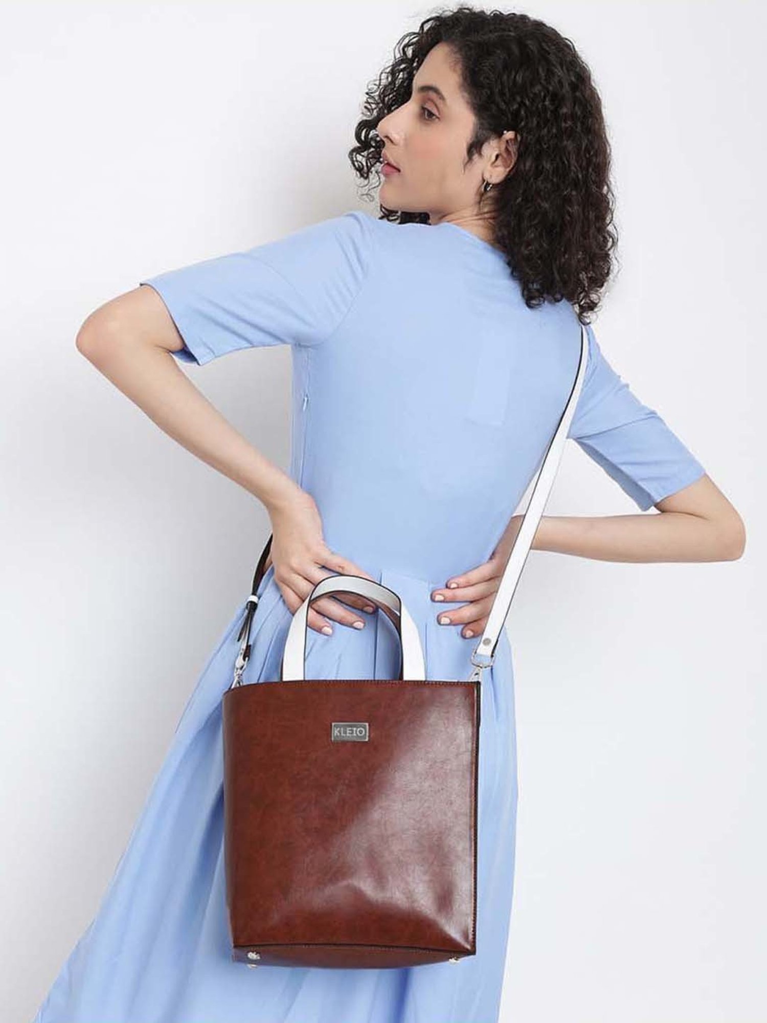 KLEIO Tan Solid Medium Handbag