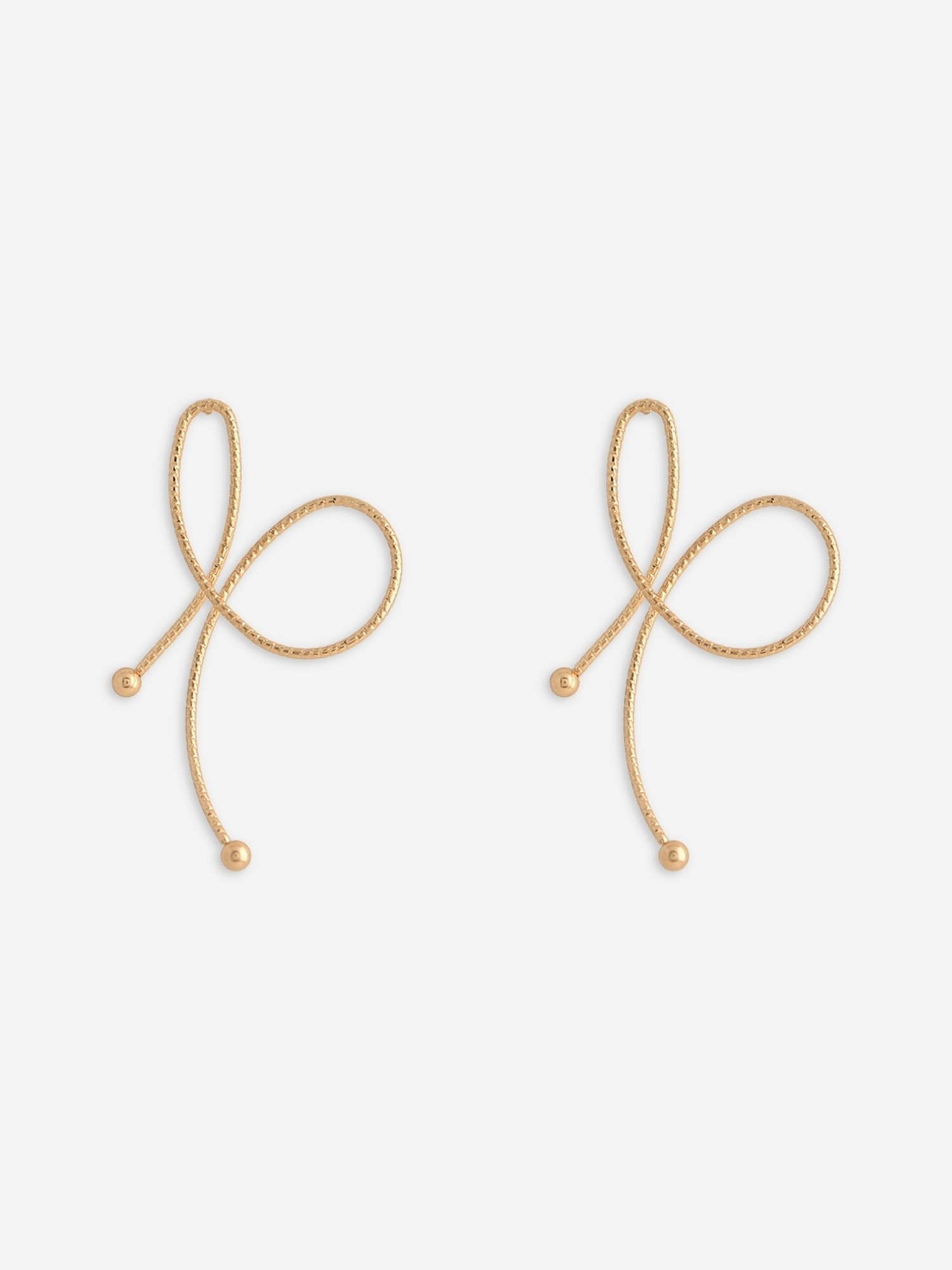 ToniQ Gold Korean Bow Stud Earrings for Women