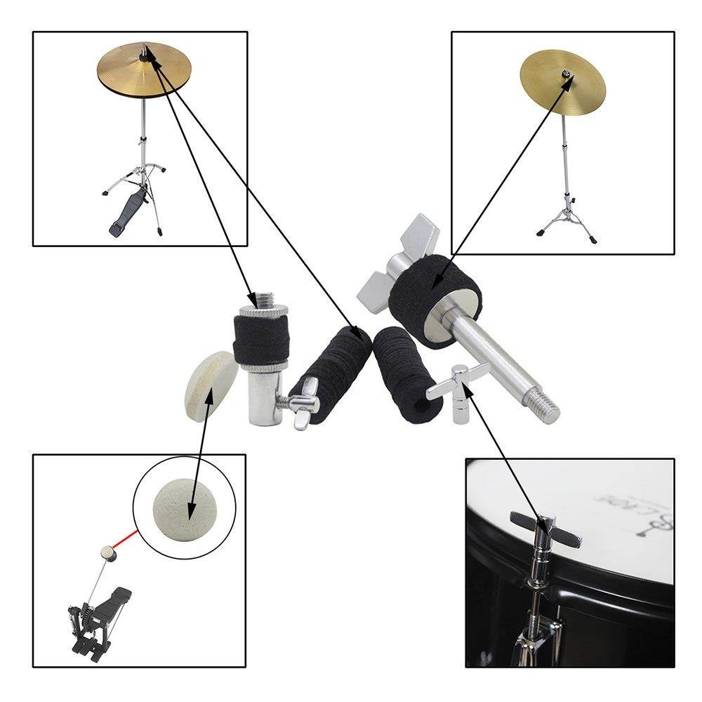 Drum Set Accessories Kit Including Hi-Hat Clutch + Wool Felt Pad for Bass Drum Pedal Beater + 10pcs Cymbal Felt Washers