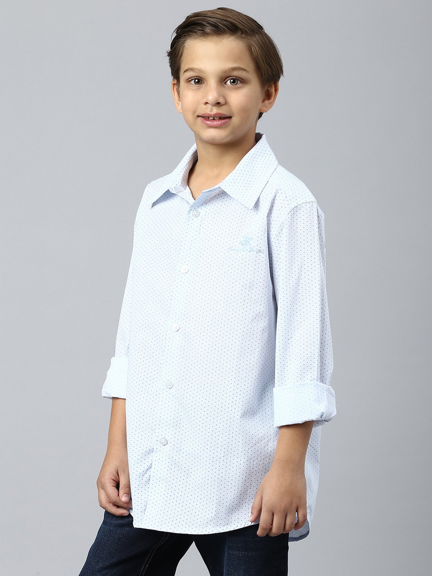 Beverly Hills Polo Club Kids Light Blue Printed Full Sleeves Shirt