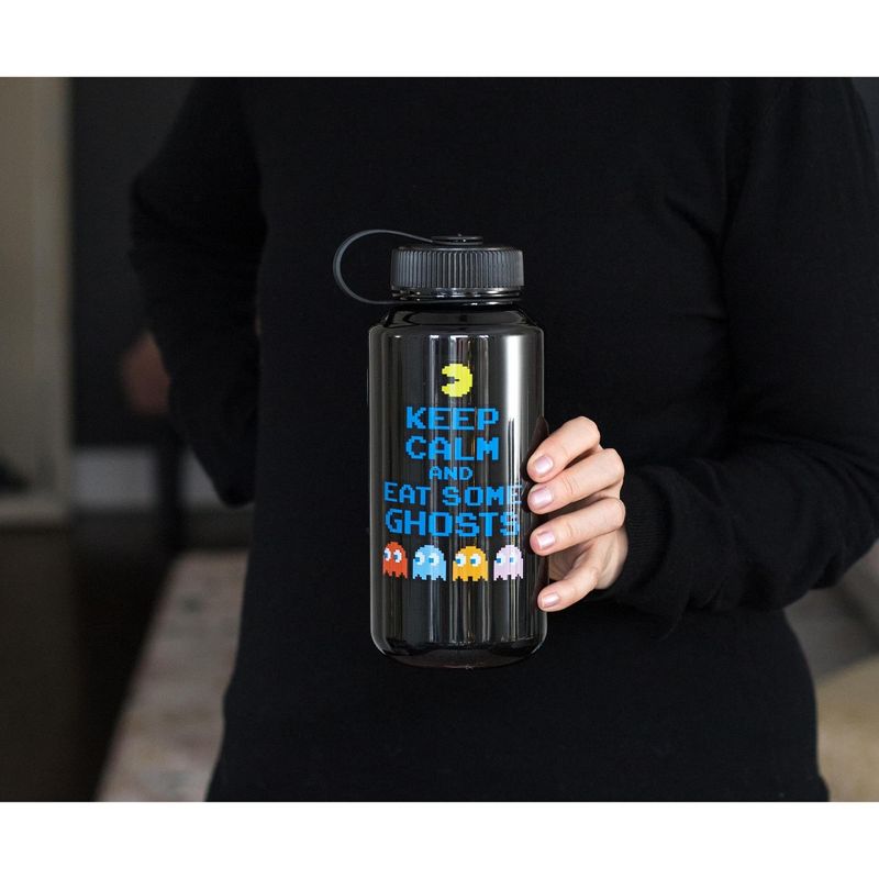 Just Funky Pac-Man "Keep Calm and Eat Some Ghosts" Plastic Water Bottle | Holds 32 Ounces