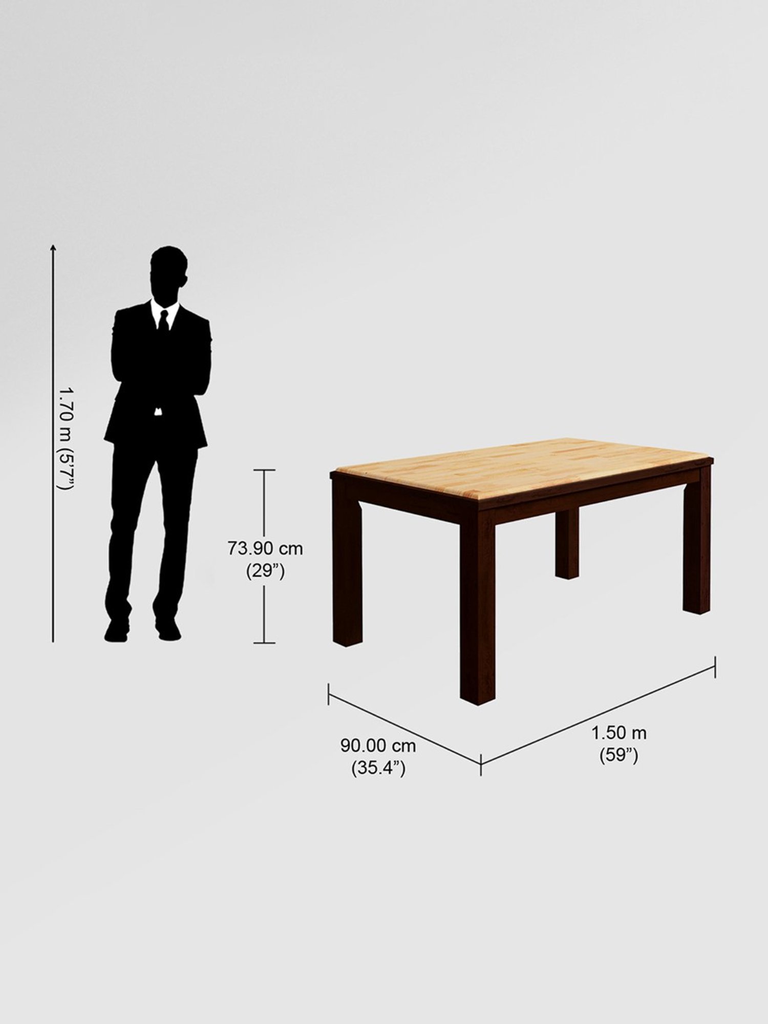 Godrej Interio Swish Brown & Cream Rubber Wood 6 Seater Rectangular Dining Table