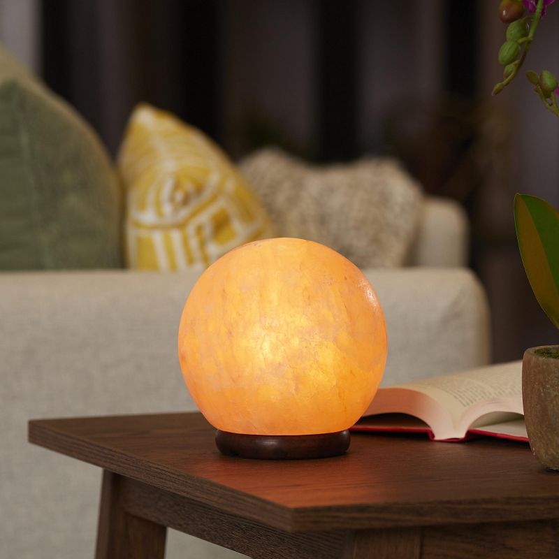 Salacia Himalayan Sphere-Shaped Salt Lamp Light with Dimmer, Pink