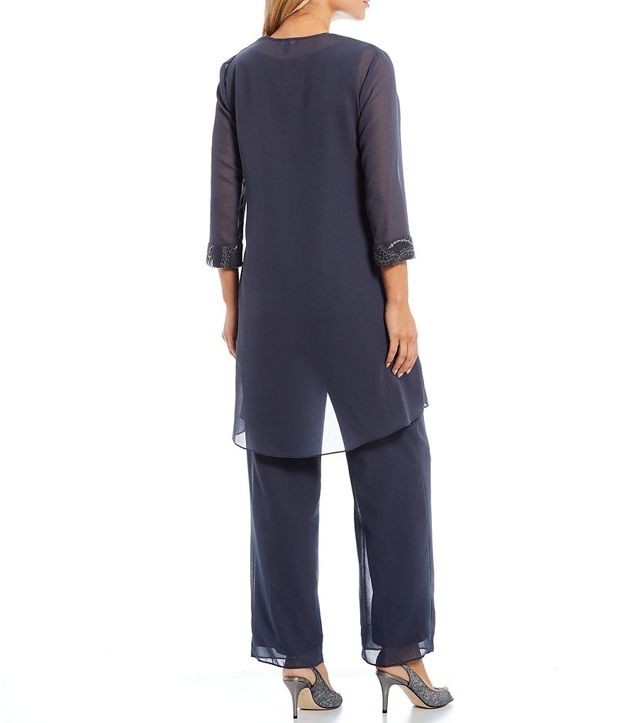 Le Bos Pebble Georgette Embroidered 3-Piece Pantset