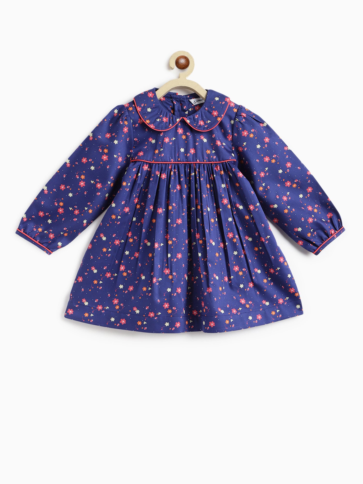 Campana Kids Navy Floral Print Full Sleeves Dress