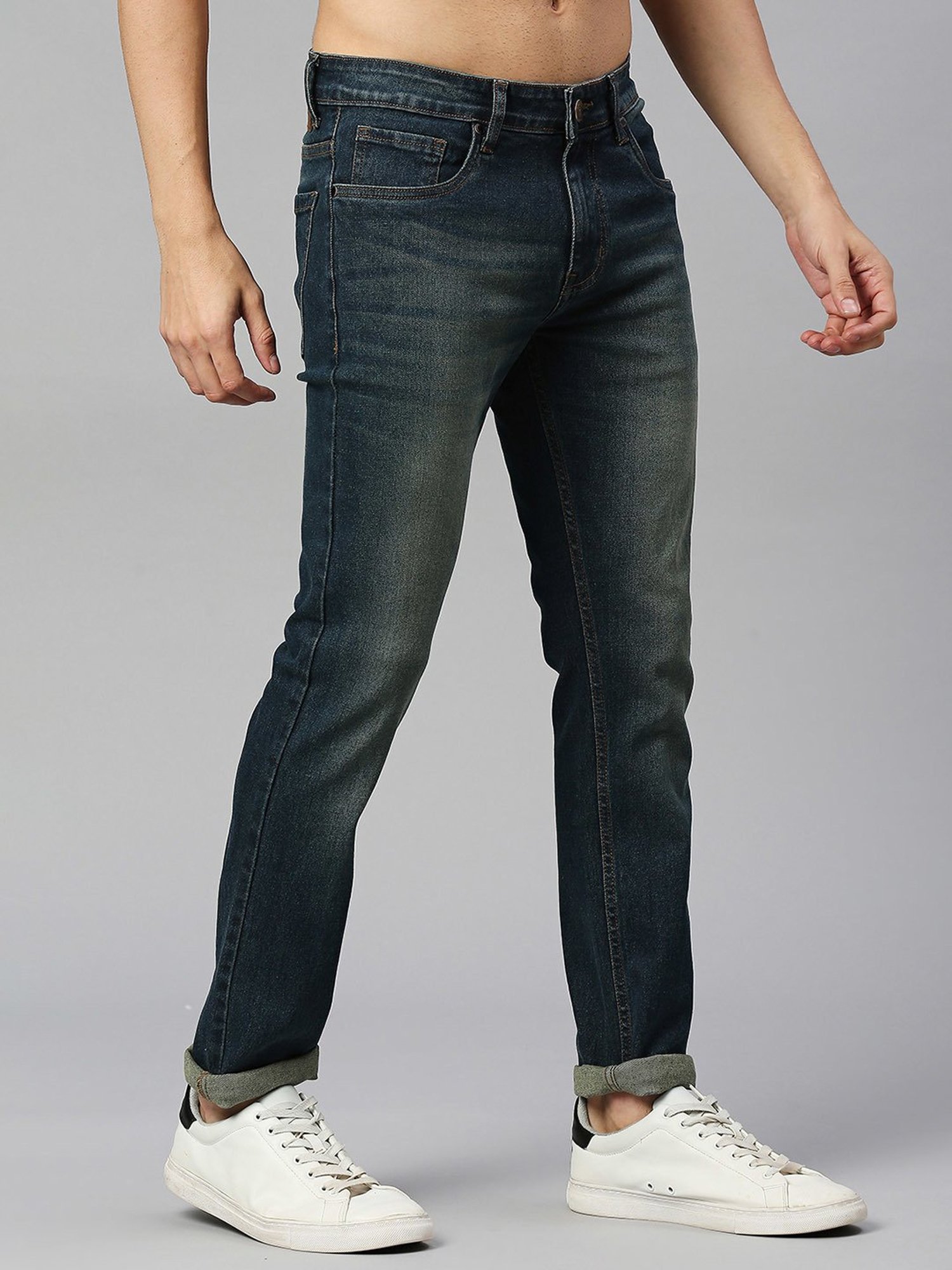 Thomas Scott Dark Blue Slim Fit Heavily Washed Jeans