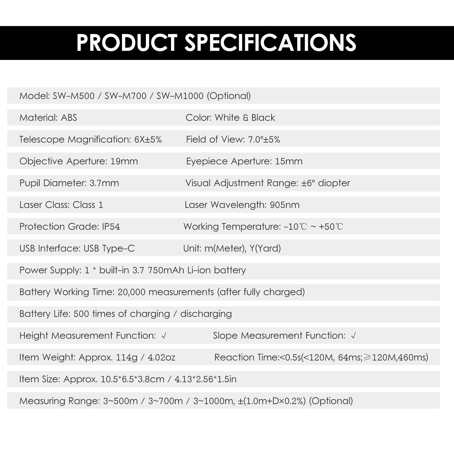 SNDWAY 3~1000M High Precision Laser Distance Meter 6X Magnification Outdoor Digital Golf Telescope Laser Ruler Handheld Golf Rangefinder with Golf Trajectory Compensation Flag Pole Lock Function