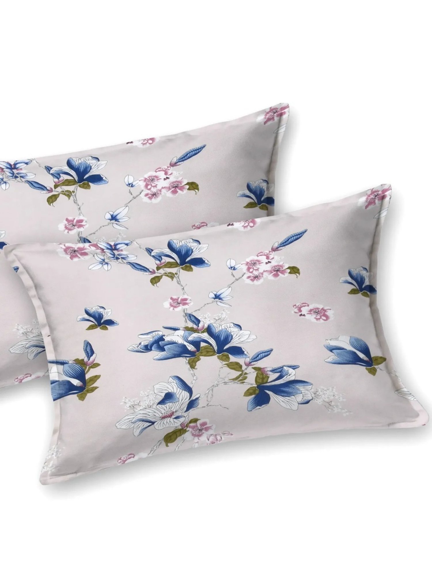 Living Roots Floral White 300 TC Cotton Bedsheet with 2 Pillow Covers