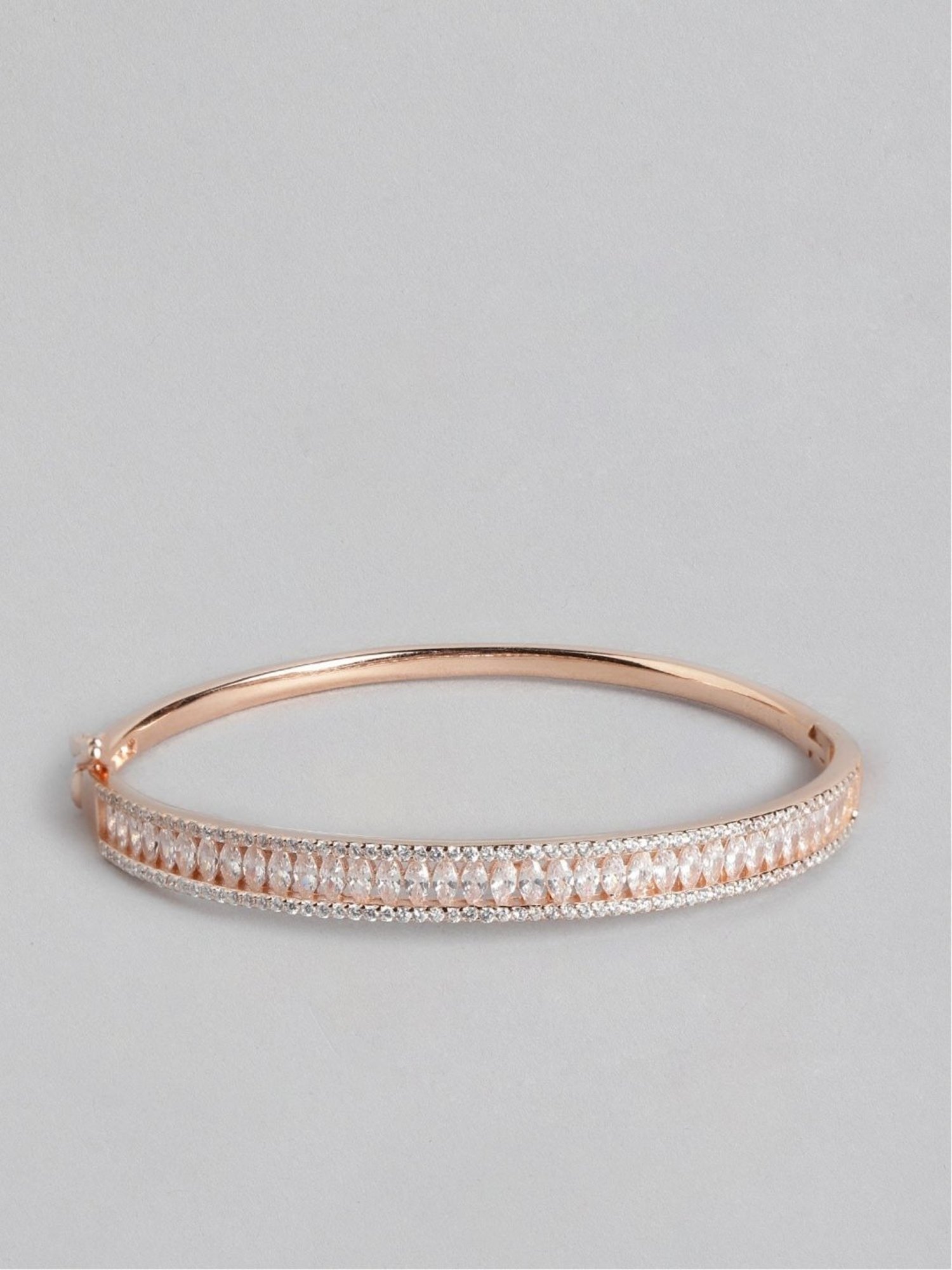 Zavya CZ Rose Gold-Plated 92.5 Sterling Silver Kada Bracelet