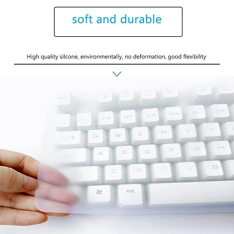 x 5.51" Universal Keyboard Cover Skin Design for Standard Size PC Computer Desktop Keyboards, Clear Waterproof Anti-Dust Silicone-Clear