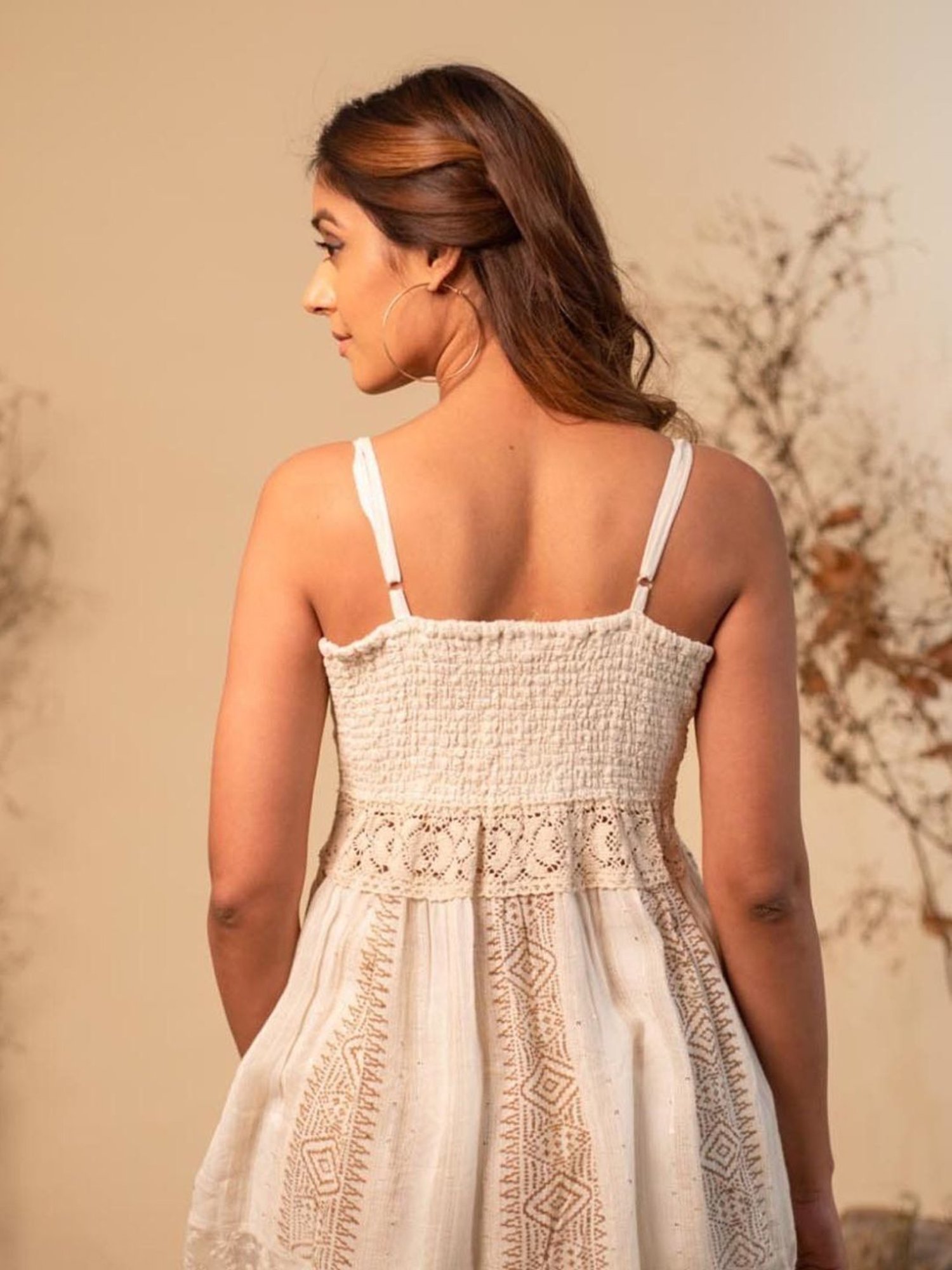 LABEL REYYA Boho Off White Lace Co-ord Set (Set Of 2)