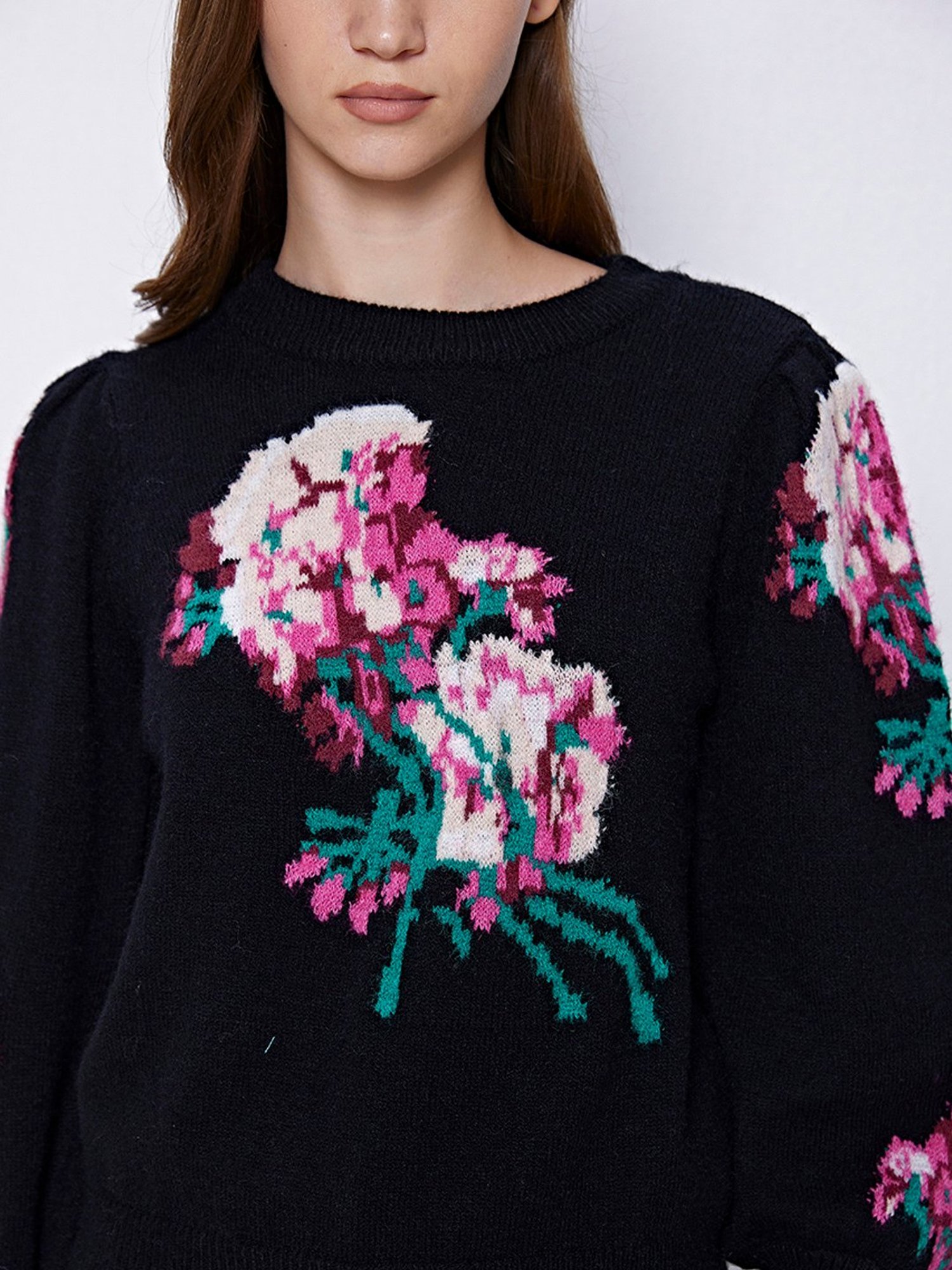 Cover Story Black Printed Sweater
