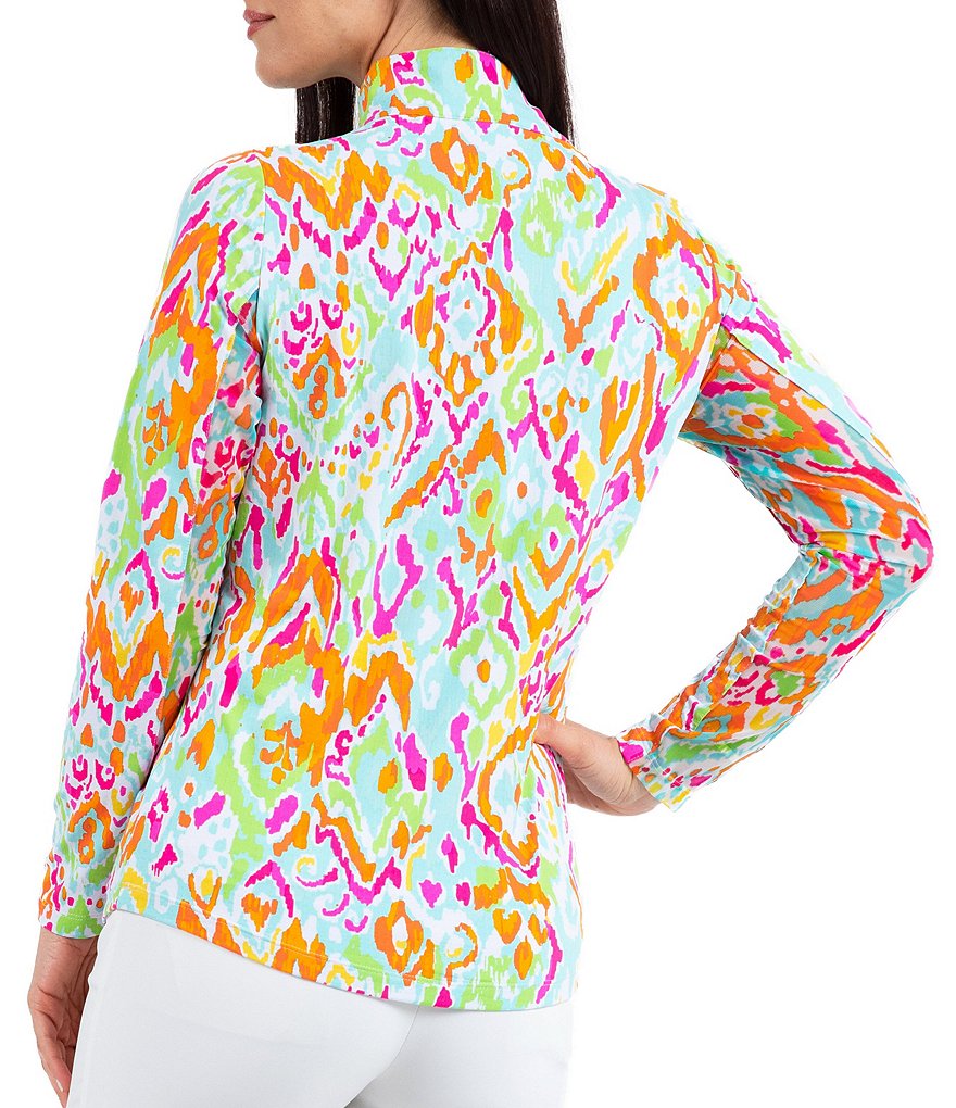 IBKUL Tillie Print Long Sleeve Mock Neck Top