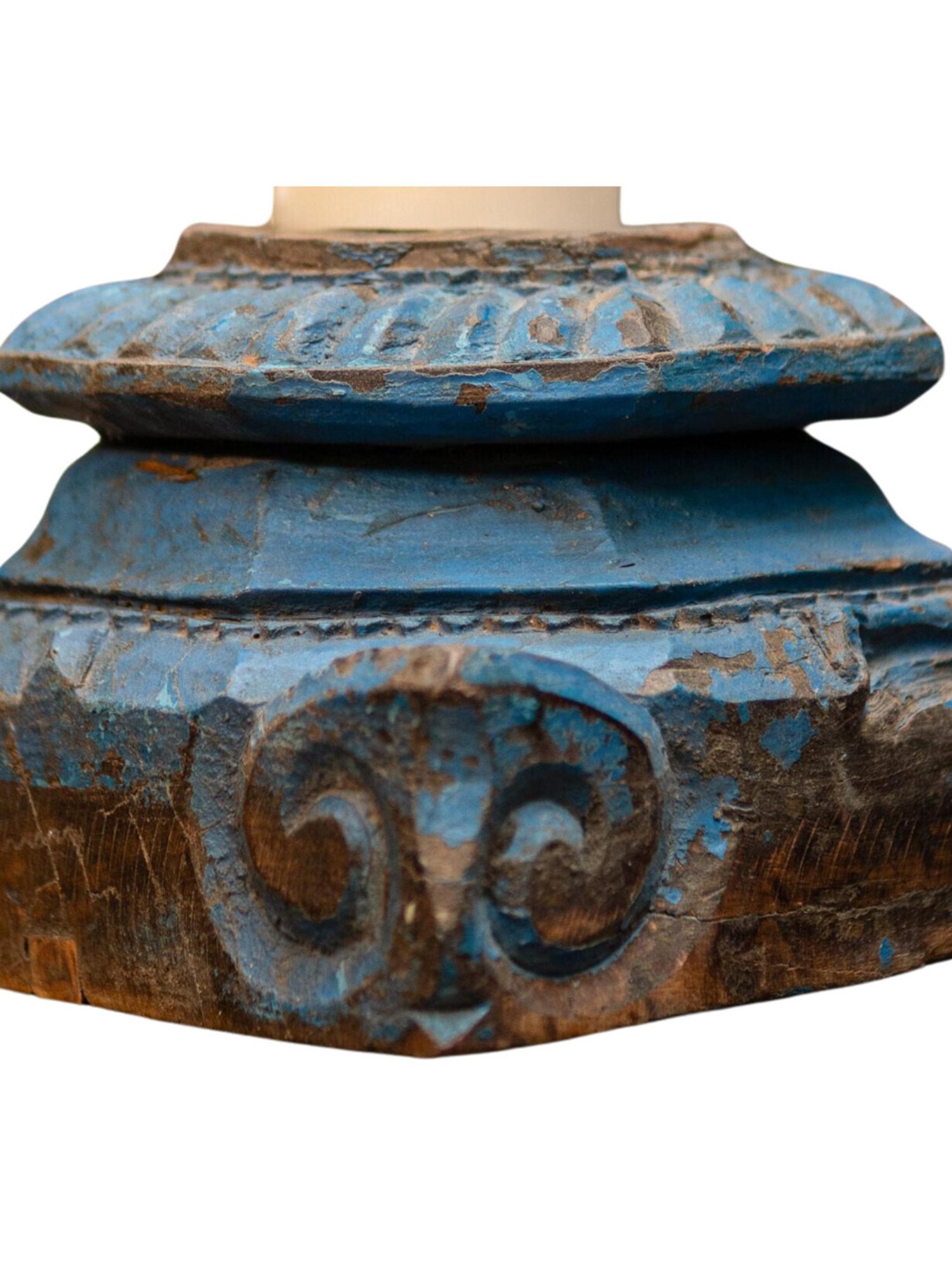 Ambi Graceful Wooden Floor Candle Base In Blue