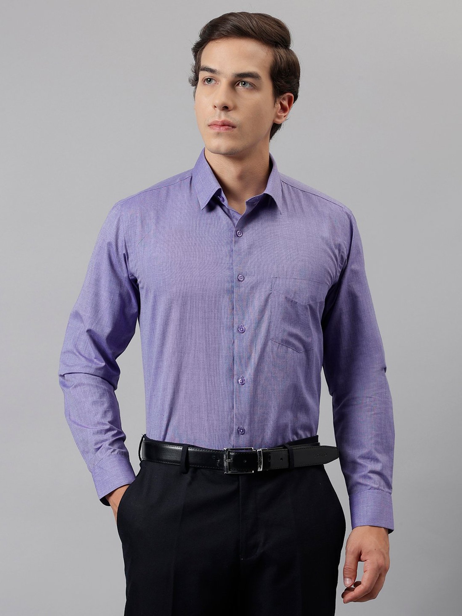 English Navy Purple Slim Fit Shirt