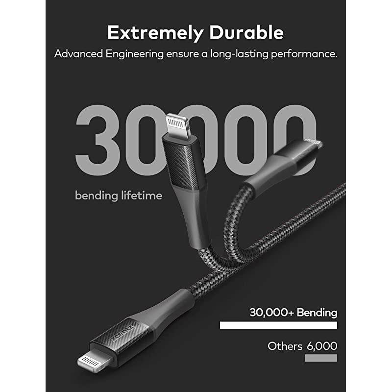 USB C to Lightning Cable iPhone 12 Charger Cable 6ft Apple MFi Certified Fast Charging Support Power Delivery Nylon Braided Cable for iPhone 121111 Pro MaxXS MaxXSXRX88 Plus Black