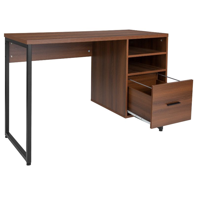 Emma and Oliver Two Shelf/File Drawer Computer Desk in Rustic Wood Grain Finish